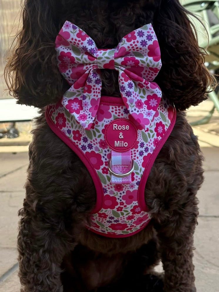 Pink Blooms Adjustable Dog Harness