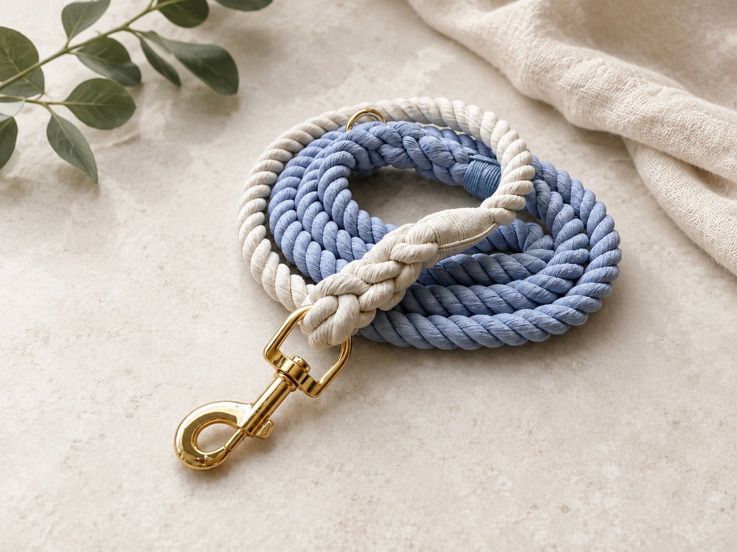 Blue Ombré Dog Cotton Rope Lead 5ft