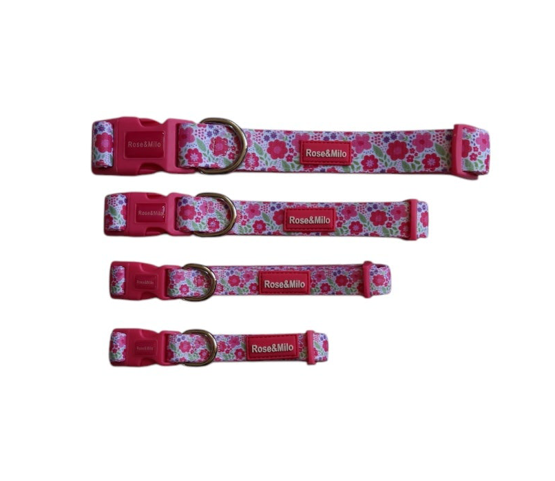 Pink Blooms Adjustable Dog Collar