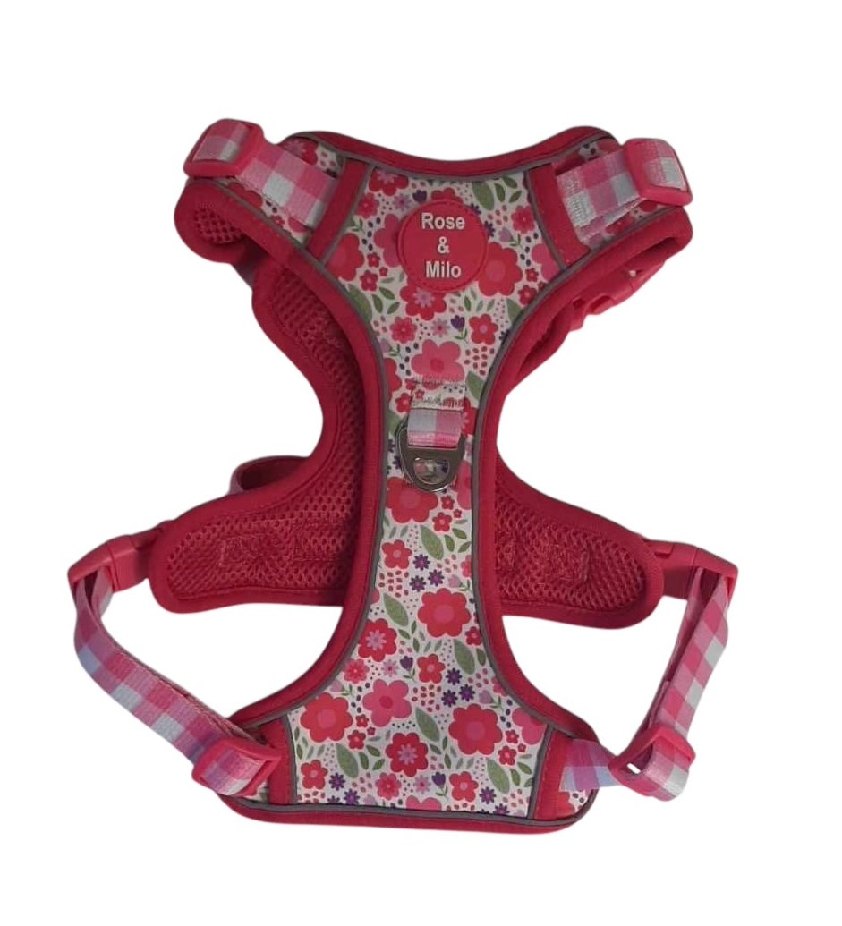 Pink Blooms Adjustable Walk & Go Harness