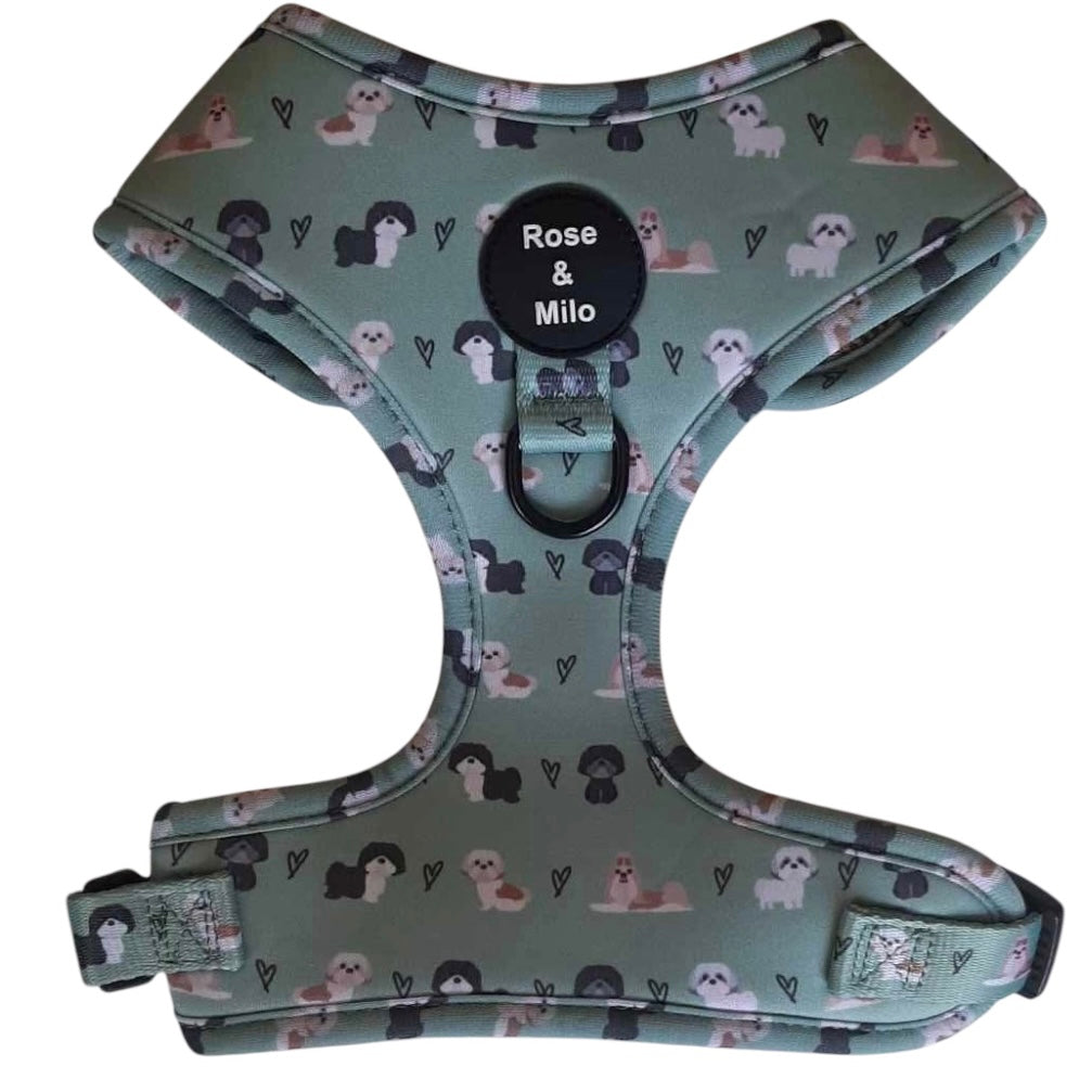 I Shih Tzu Not Adjustable Harness Green XXSmall