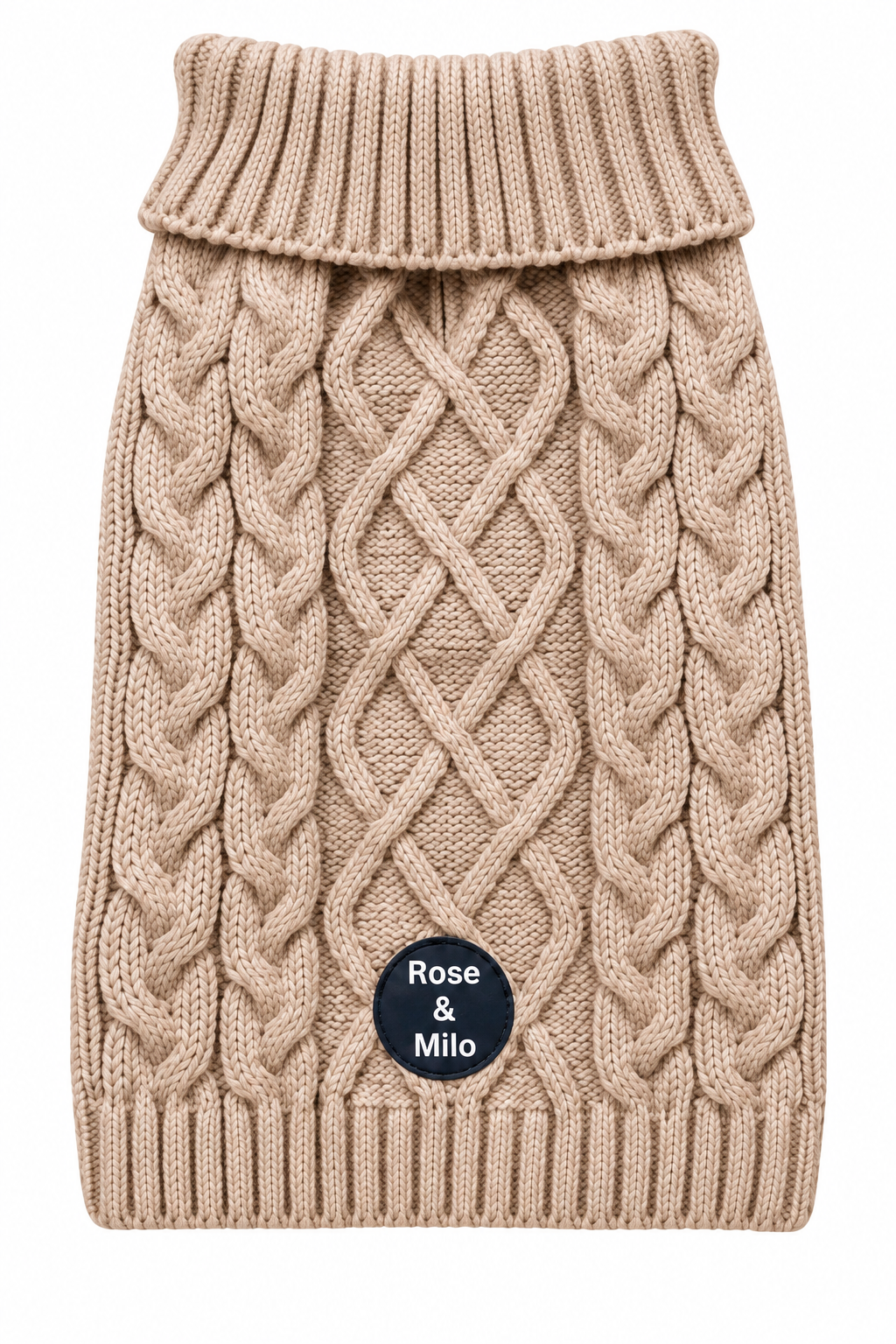 Luxury Cable Knit Dog Jumper Berry & Beige