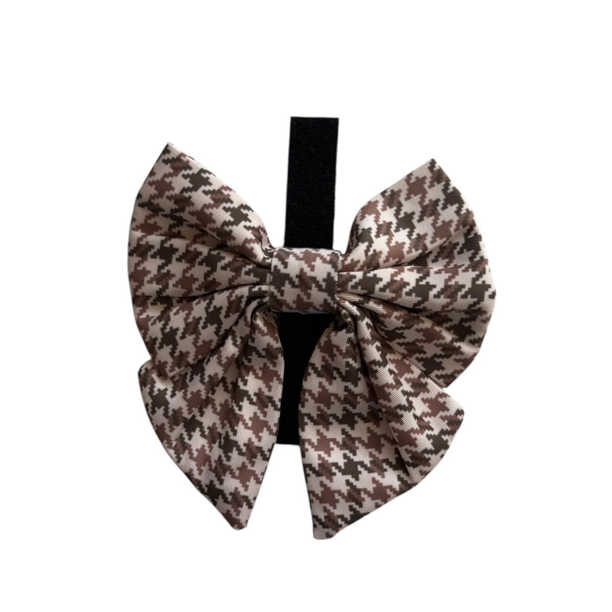 Beige Houndstooth Dog Sailor Bow