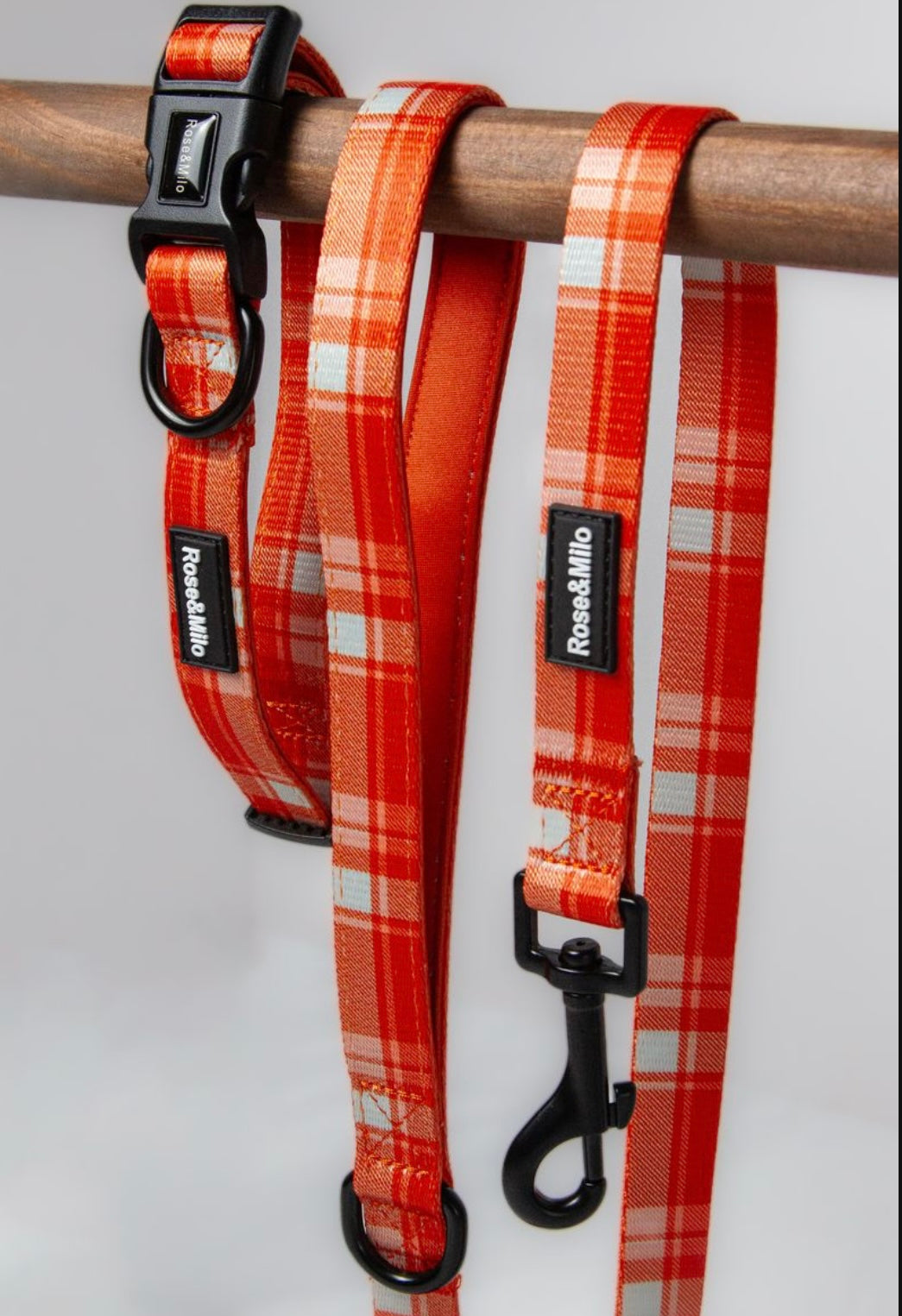 Orange Plaid Adjustable Dog Collar XS-Large