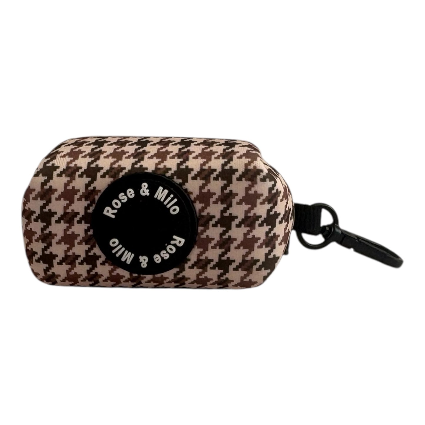 Beige Houndstooth Dog Poop Bag Holder