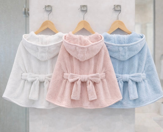 Dog Bath Robe Blue, Pink & White