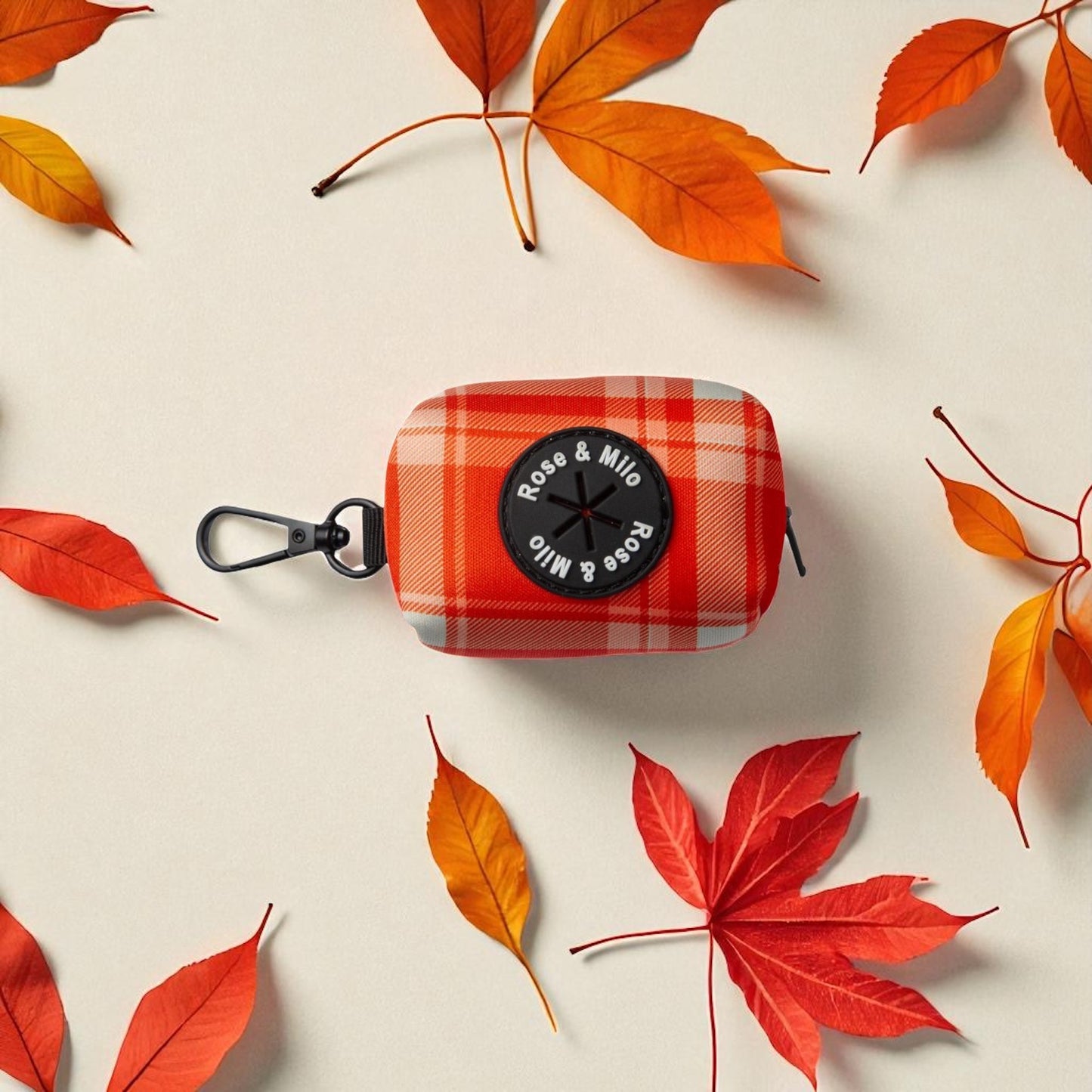 Orange Plaid Poop Bag Holder