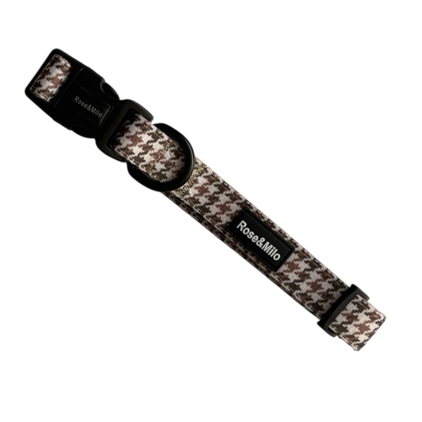 Neutral Houndstooth Adjustable Dog Collar
