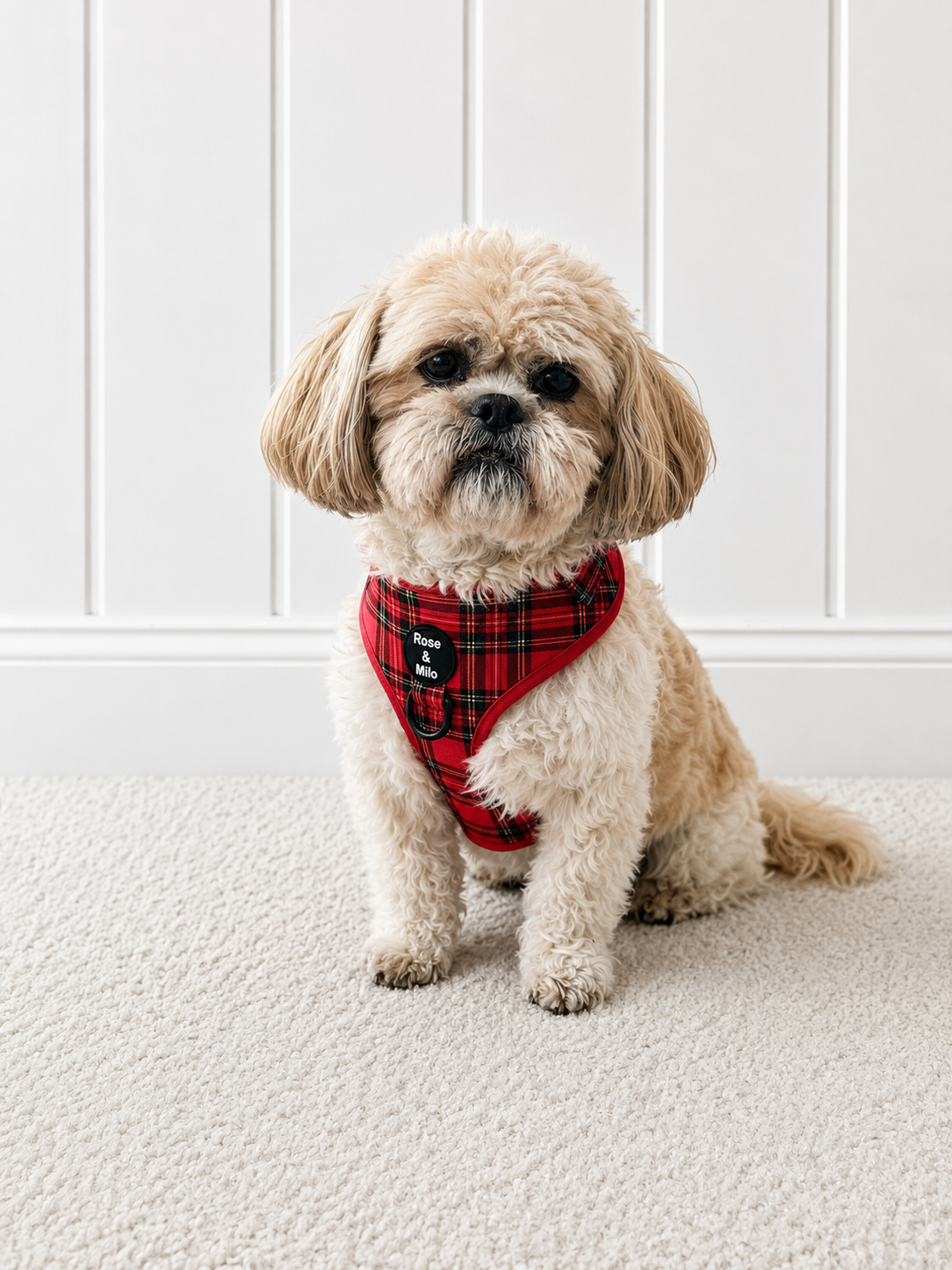 Red Tartan Adjustable Dog Harness