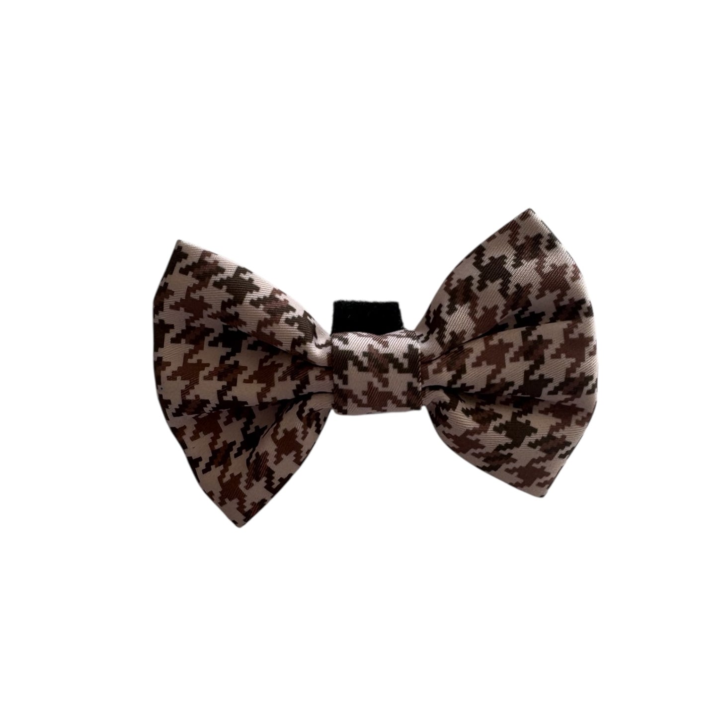 Beige Houndstooth Dog Bow Tie Small & Large