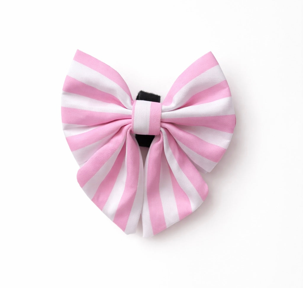 Pink Stripe Dog Sailor Bow
