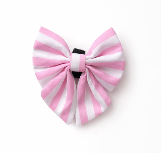 Pink Stripe Dog Sailor Bow