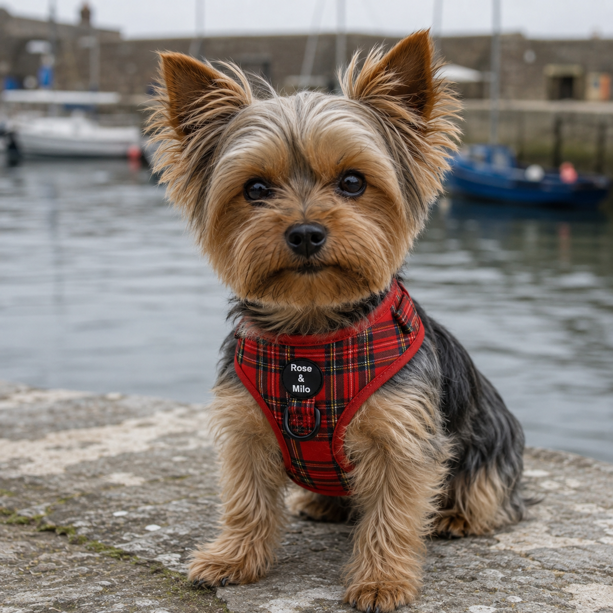 Red Tartan Adjustable Dog Harness