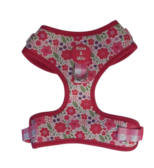 Pink Blooms Adjustable Dog Harness