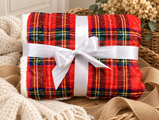 Red Tartan Huge Snuggle Blanket 100cm x 130cm
