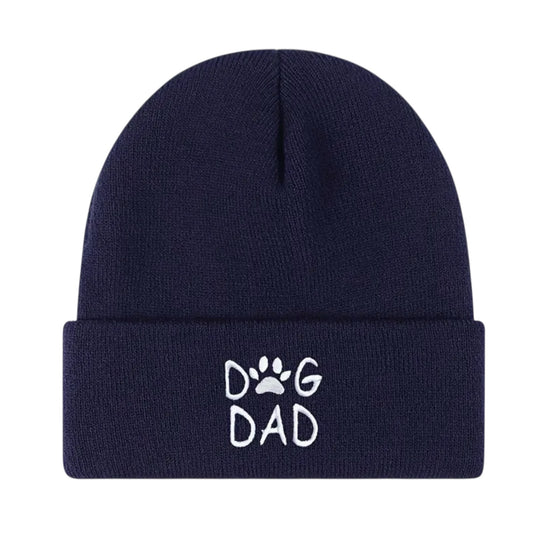 Dog Dad Beanie Hat Black Navy Beige Red Grey Green