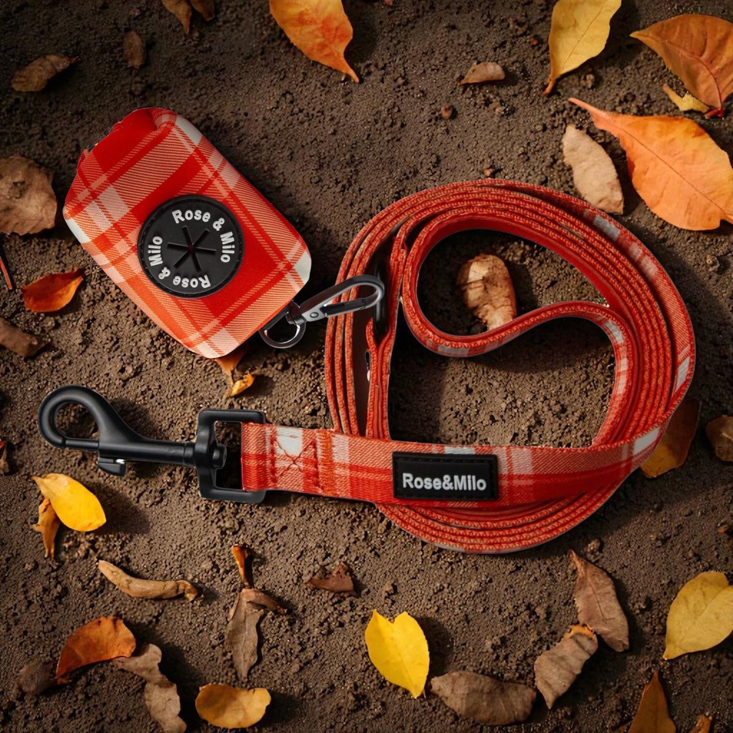Orange Plaid Poop Bag Holder