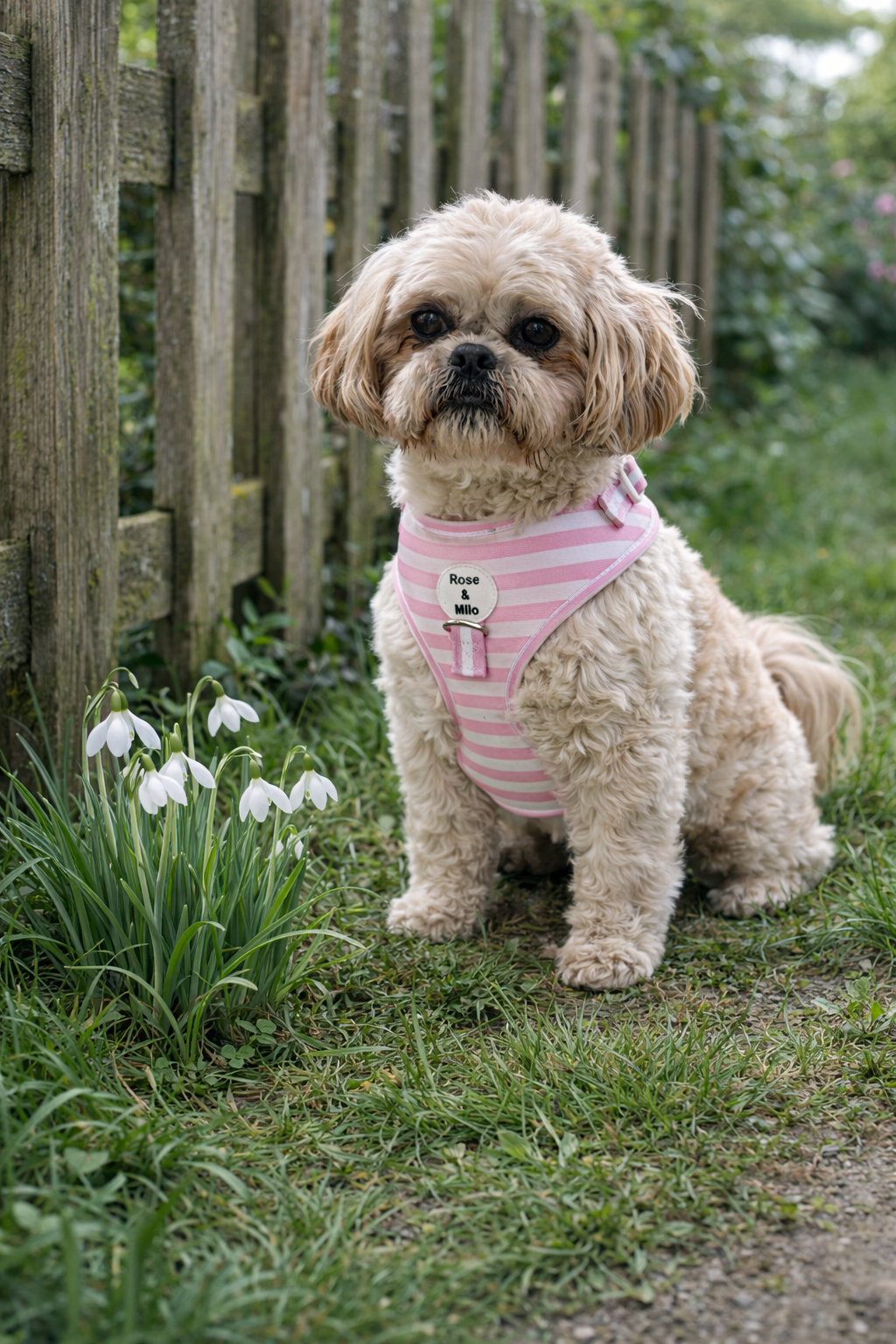 Pink Stripe Adjustable Dog Harness