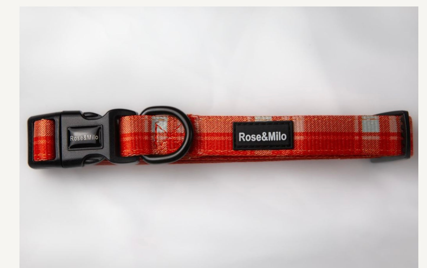 Orange Plaid Adjustable Dog Collar XS-Large