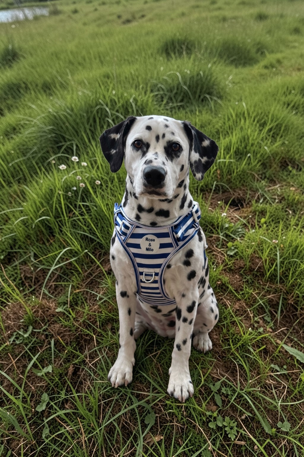 Blue Stripe Step-In Walk & Go Dog Harness