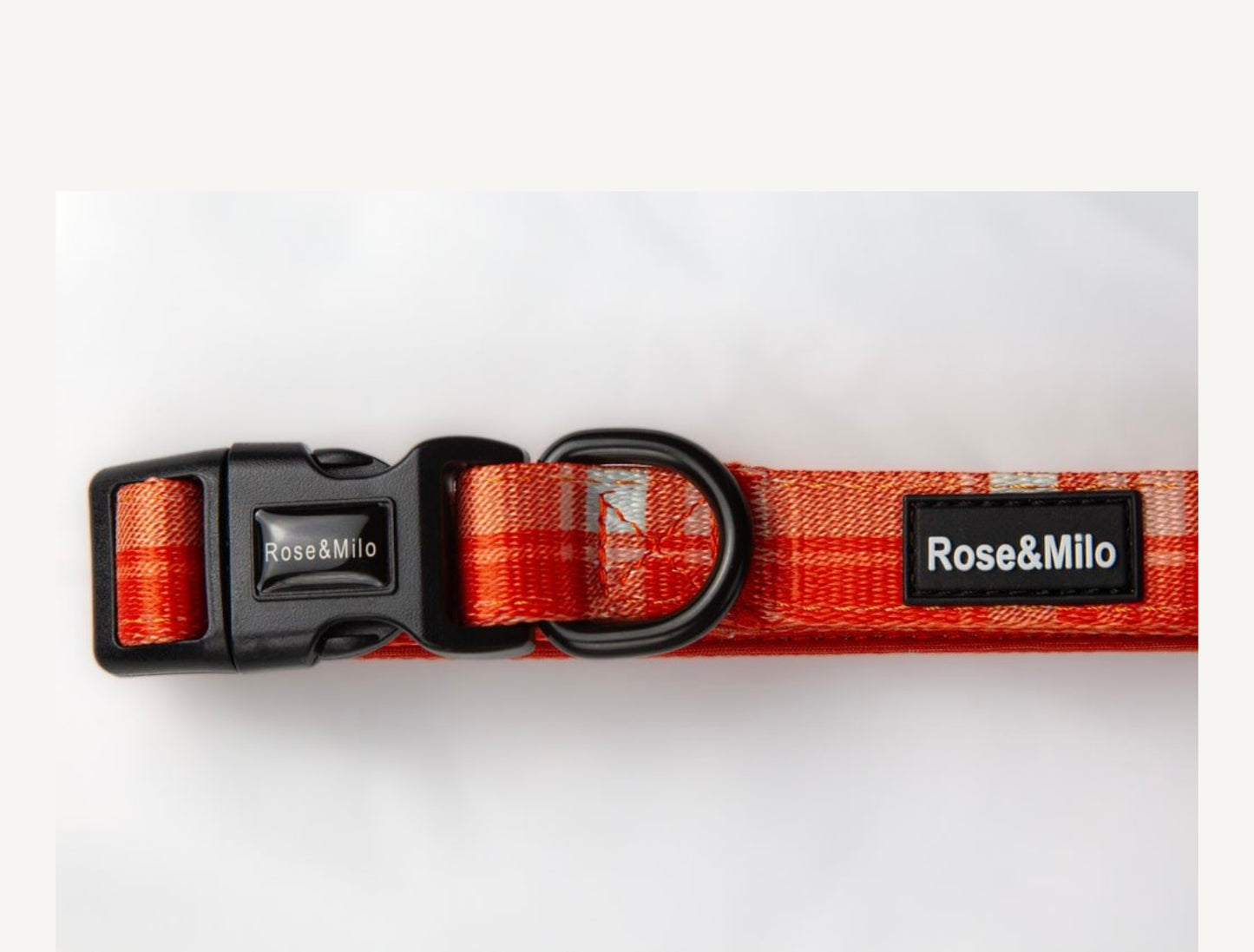 Orange Plaid Adjustable Dog Collar XS-Large