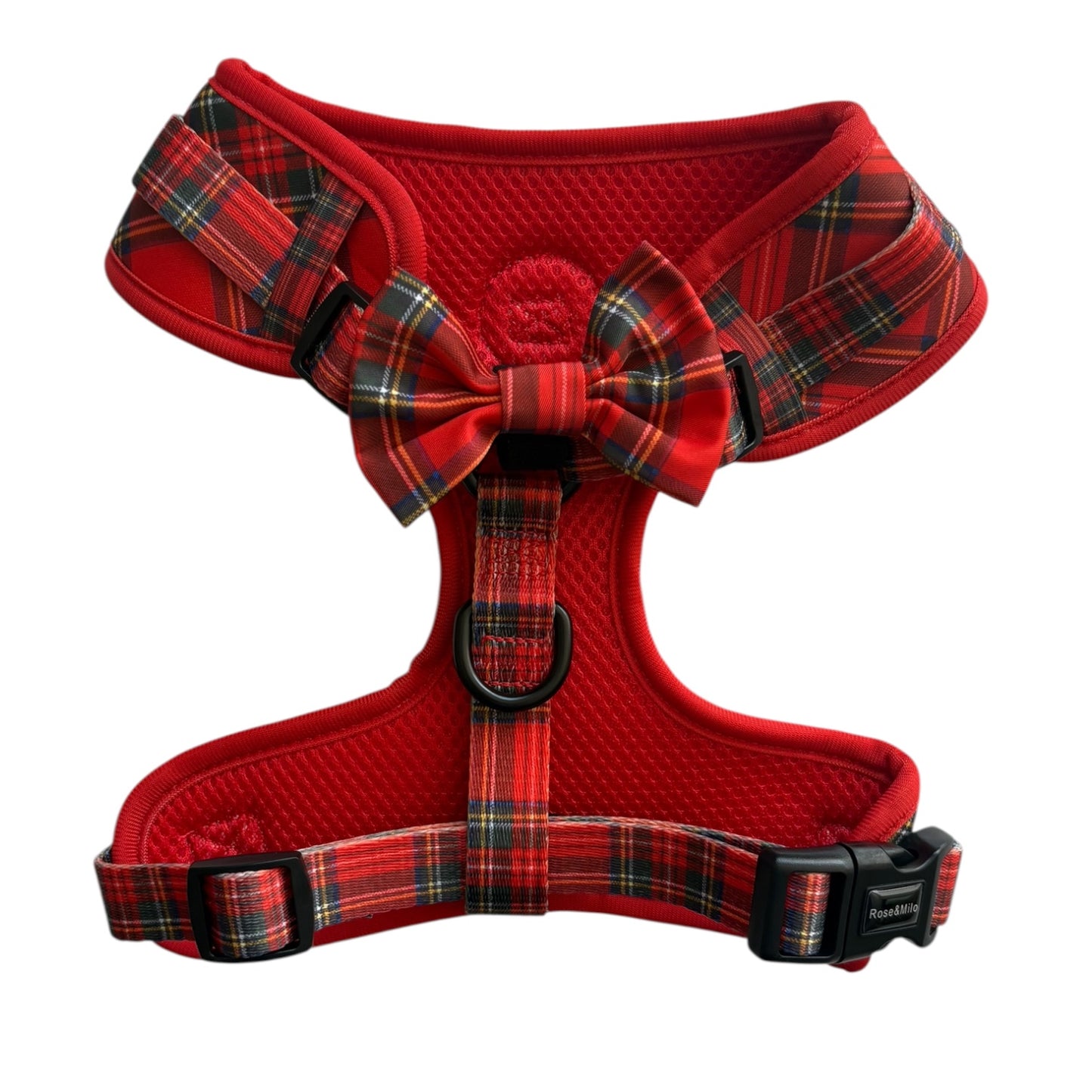 Red Tartan Adjustable Dog Harness