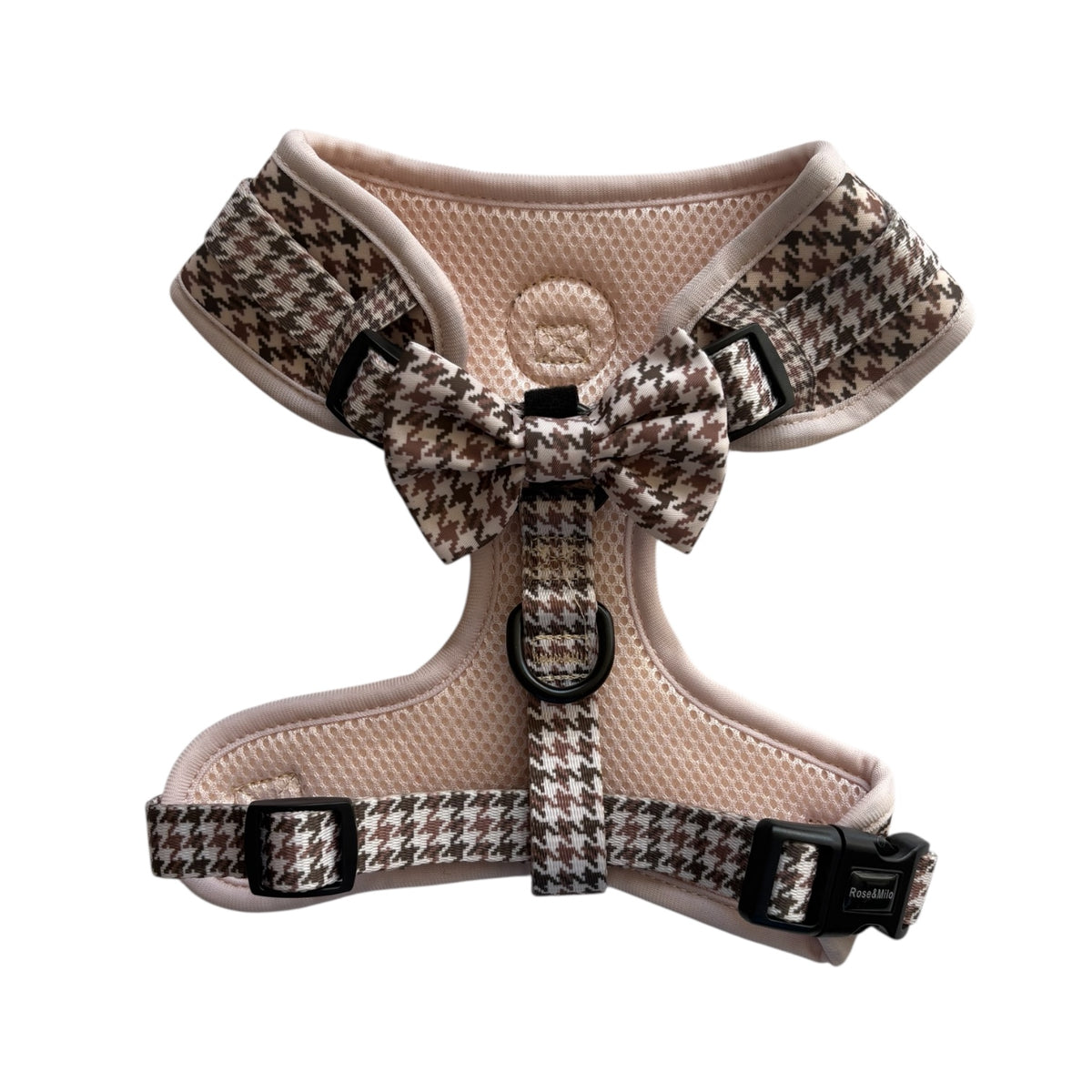 Beige Houndstooth Dog Bow Tie Small & Large