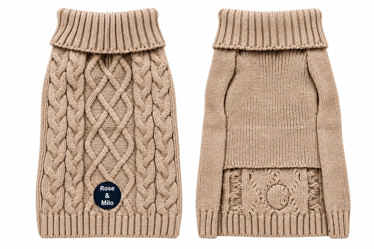 Luxury Cable Knit Dog Jumper Berry & Beige