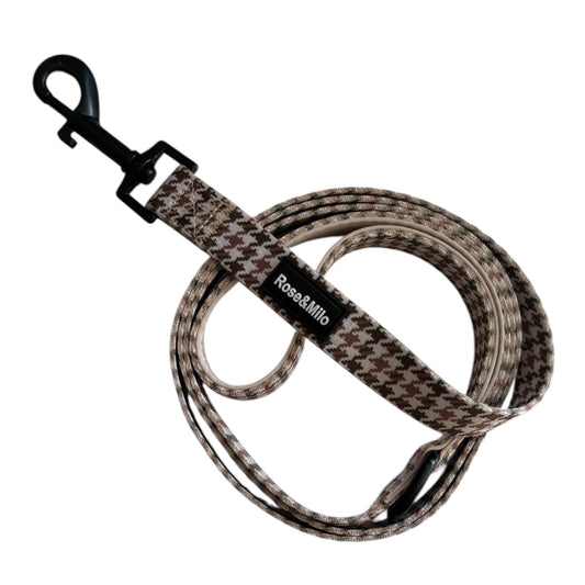 Beige Houndstooth Dog Lead 5ft