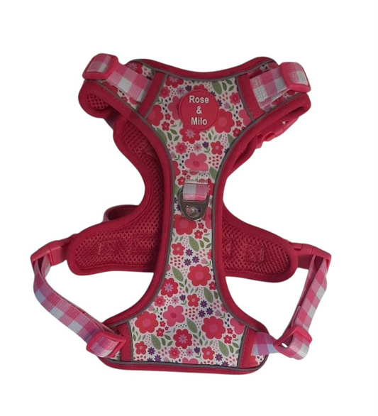 Pink Blooms Adjustable Walk & Go Harness