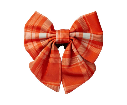Orange Plaid Sailor Bow