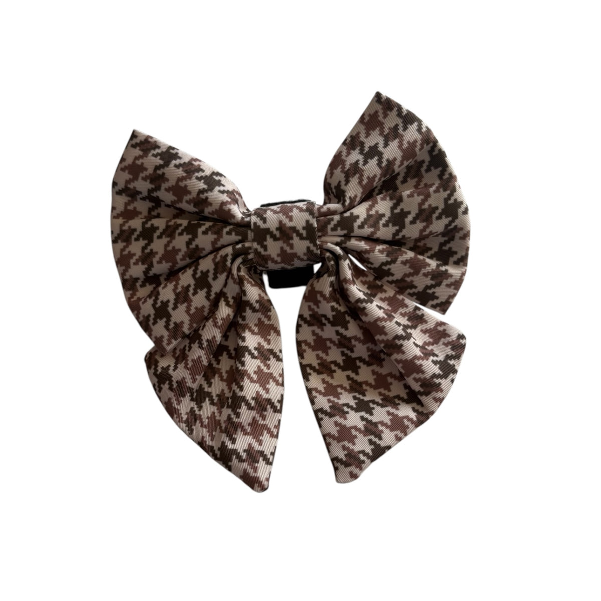 Beige Houndstooth Dog Sailor Bow