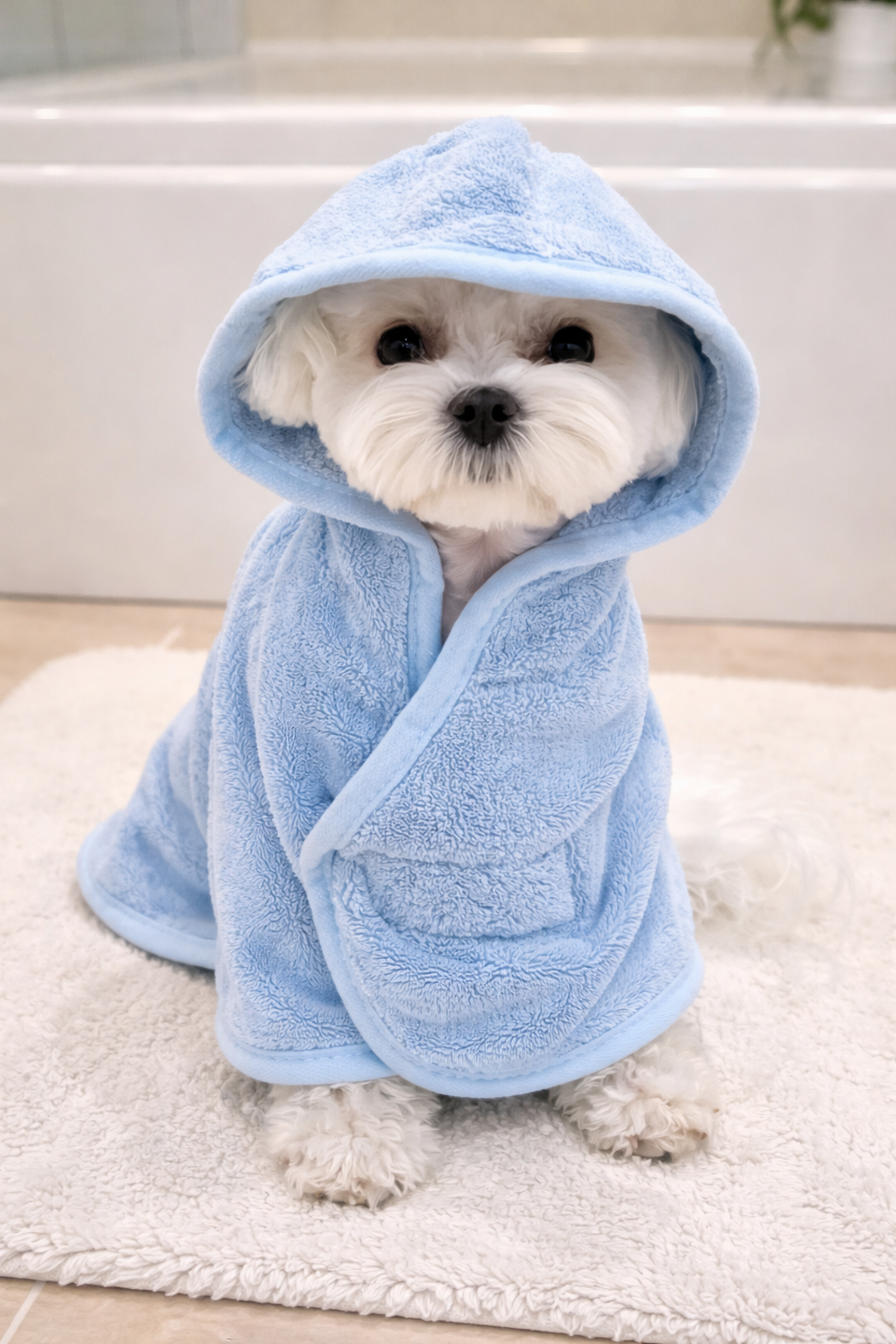 Dog Bath Robe Blue & Pink