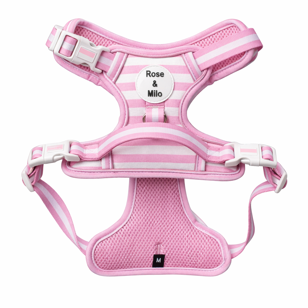 SECONDS Pink Stripe Step-In Walk & Go Dog Harness Size Small