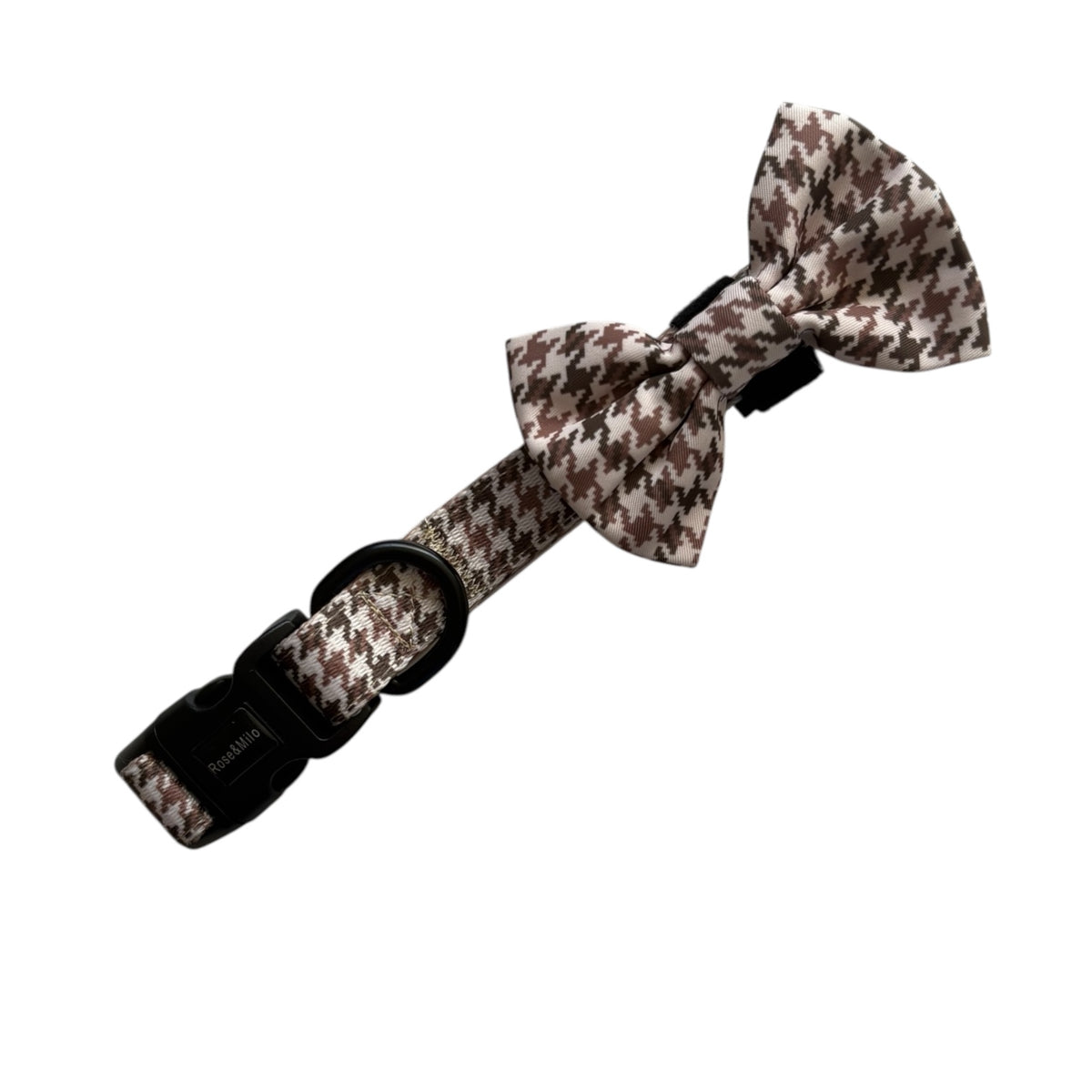 Neutral Houndstooth Adjustable Dog Collar