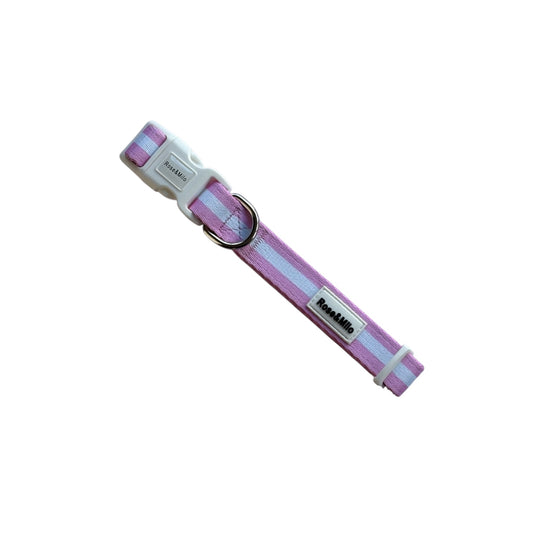 Pink Stripe Adjustable Dog Collar XS-Large