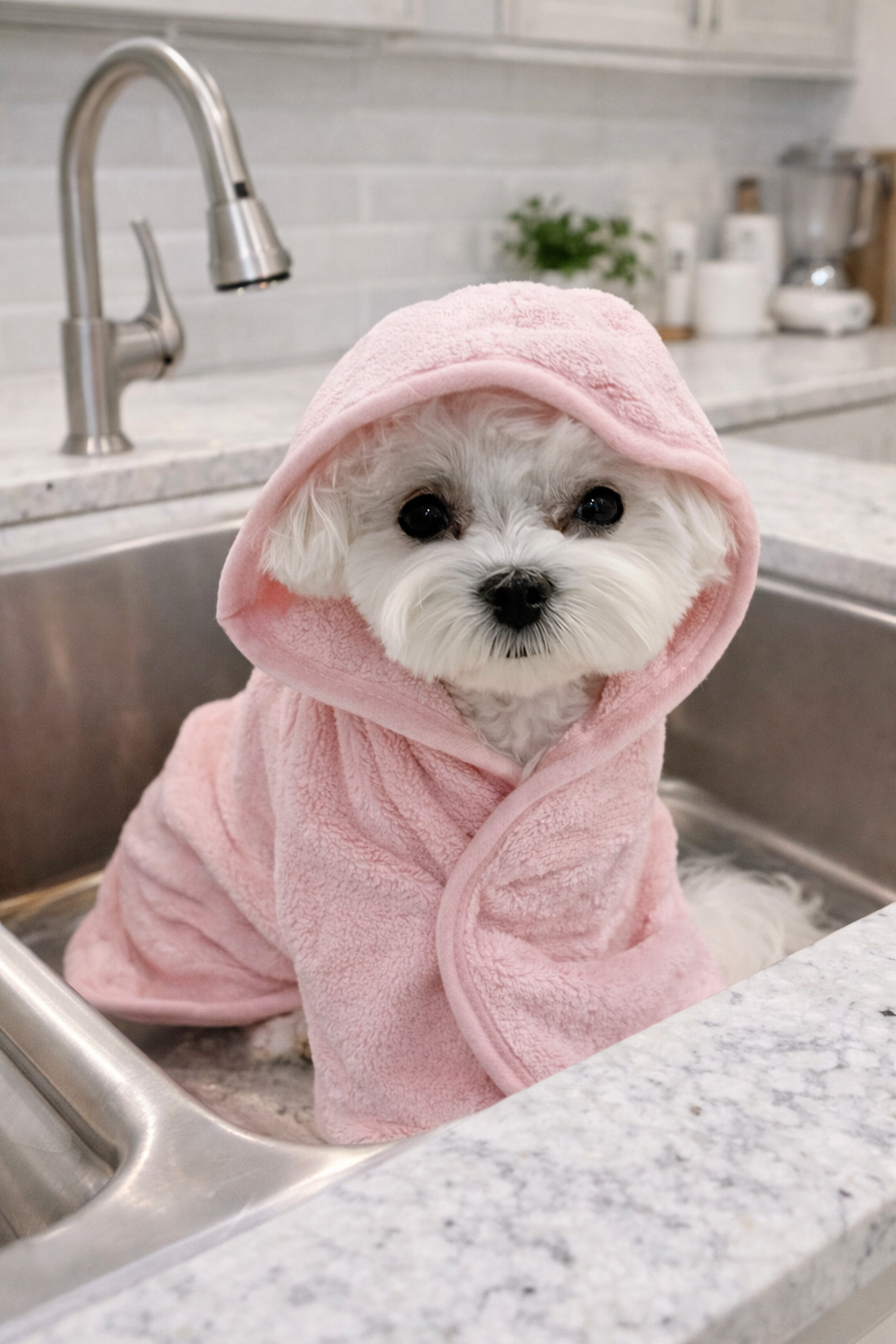 Dog Bath Robe Blue & Pink