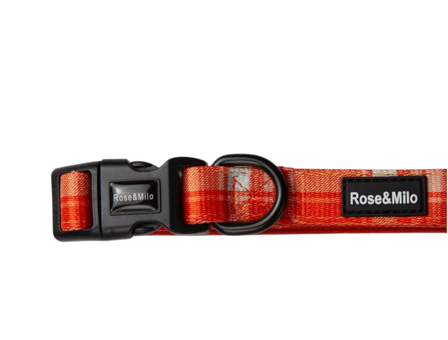 Orange Plaid Adjustable Dog Collar XS-Large