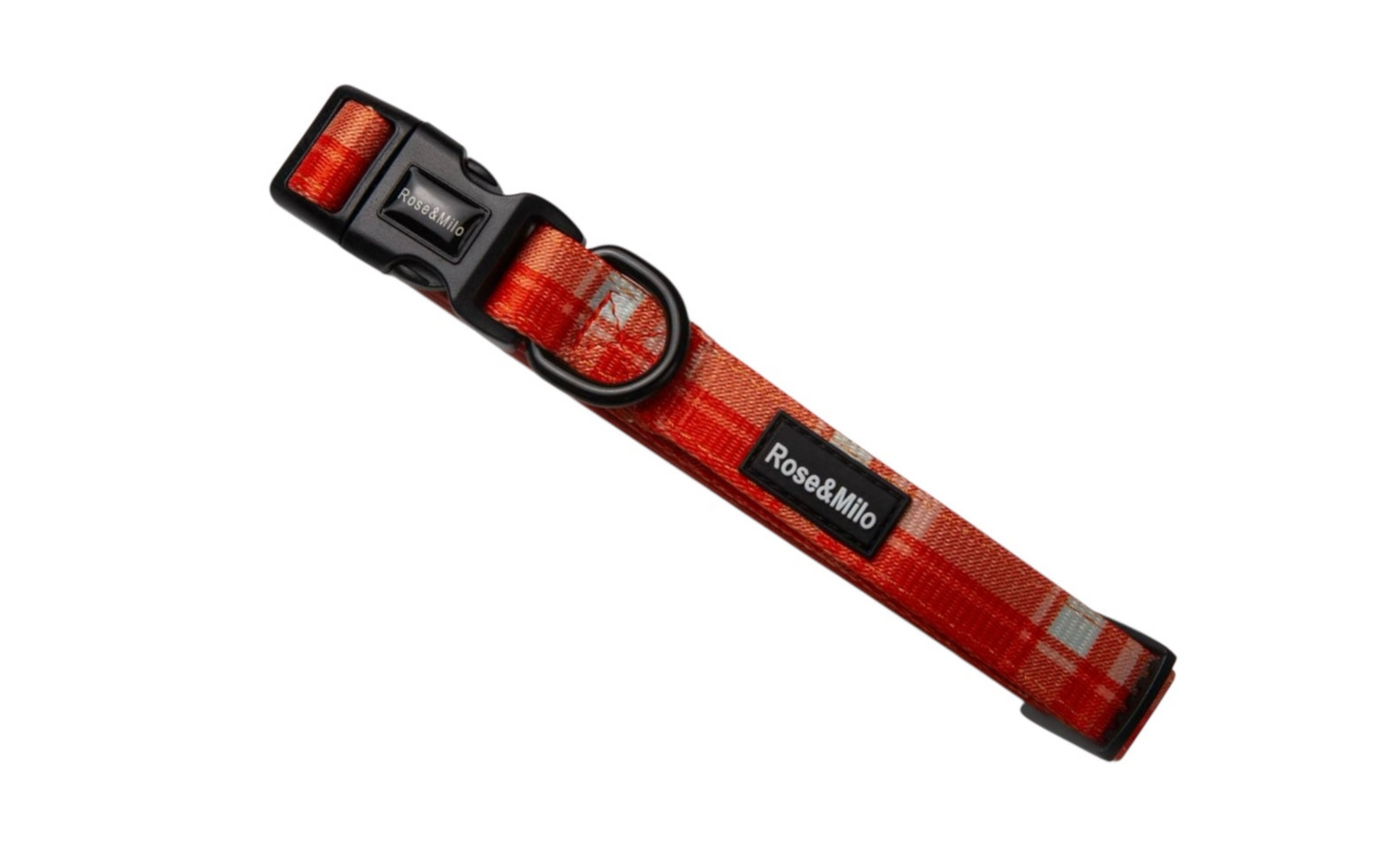 Orange Plaid Adjustable Dog Collar XS-Large