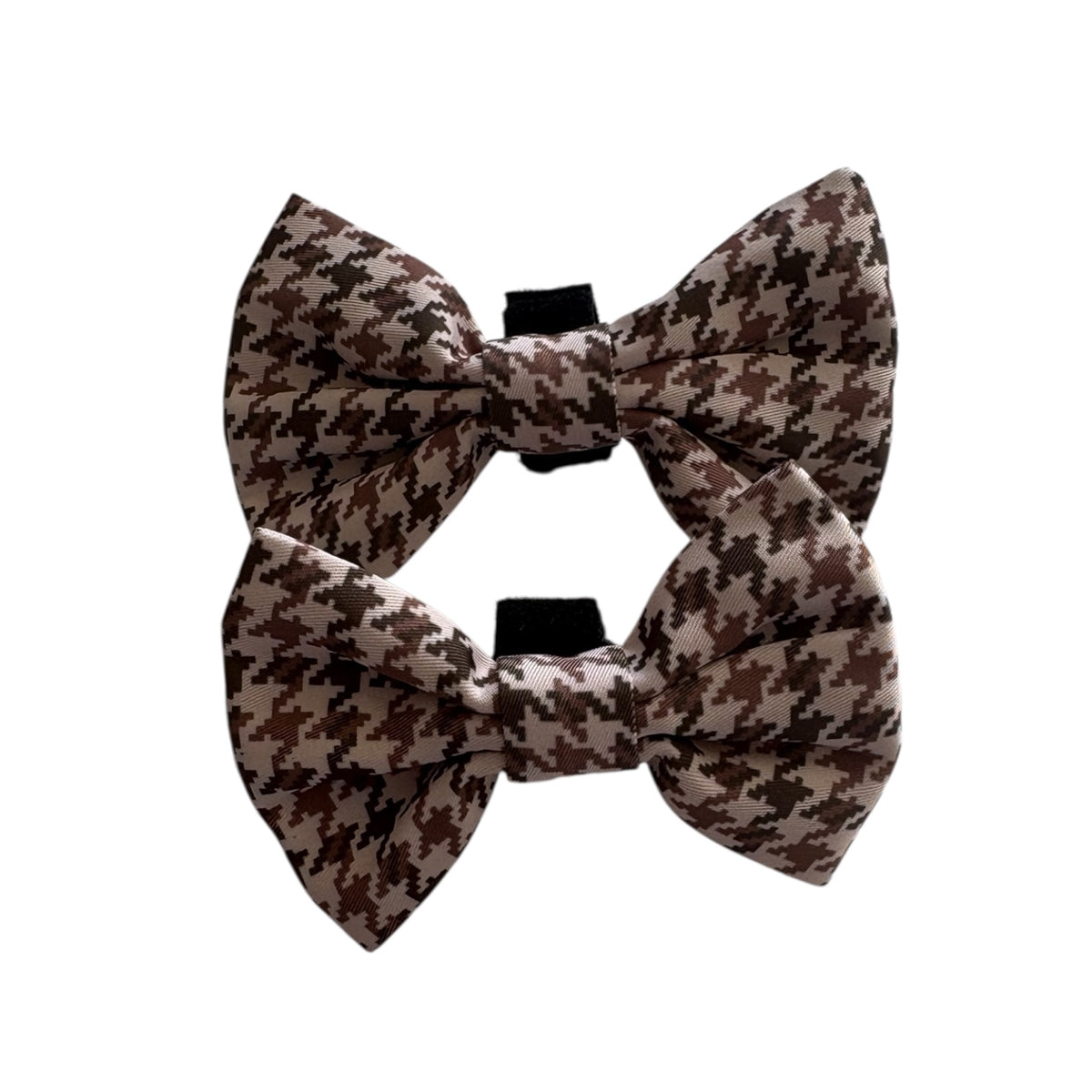 Beige Houndstooth Dog Bow Tie Small & Large