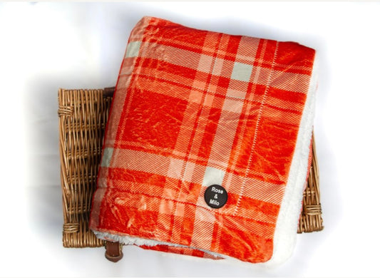 Orange Plaid Huge Snuggle Blanket 130cm x 100cm