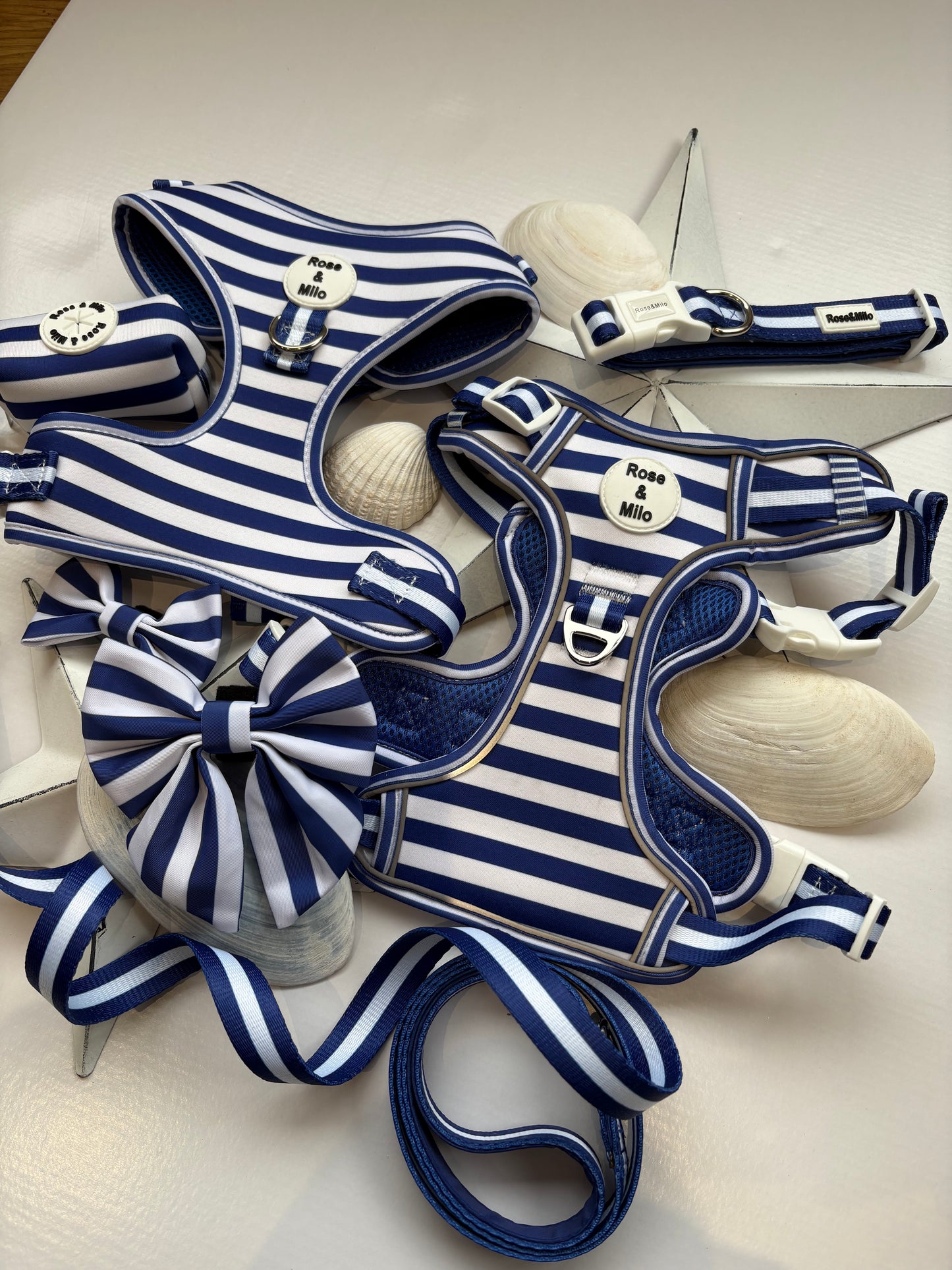Blue Stripe Adjustable Dog Harness