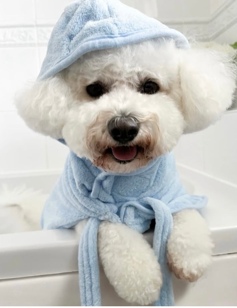 Dog Bath Robe Blue Size XS