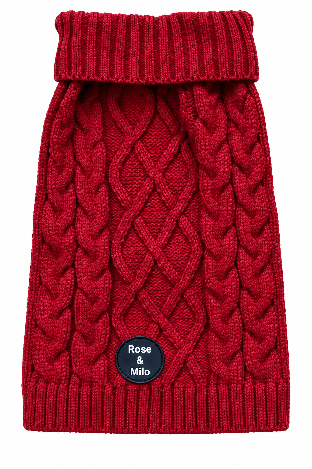 Luxury Cable Knit Dog Jumper Berry & Beige
