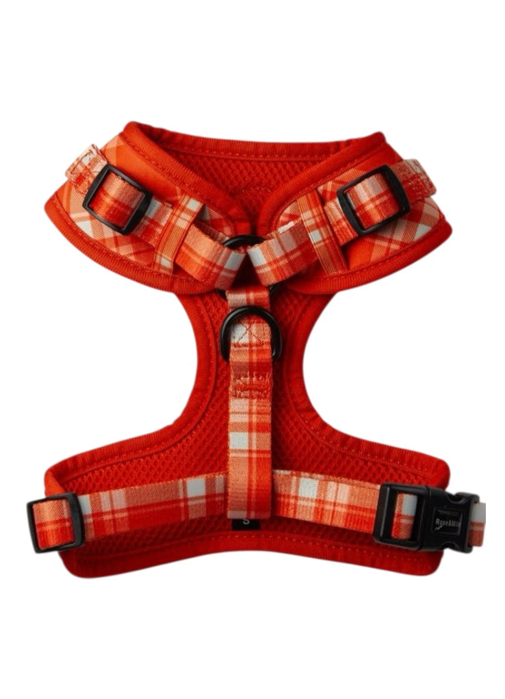 Orange Plaid Adjustable Dog Harness