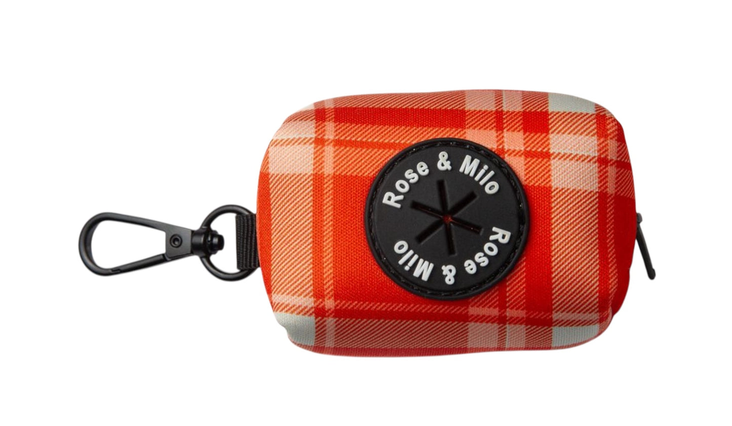 Orange Plaid Poop Bag Holder
