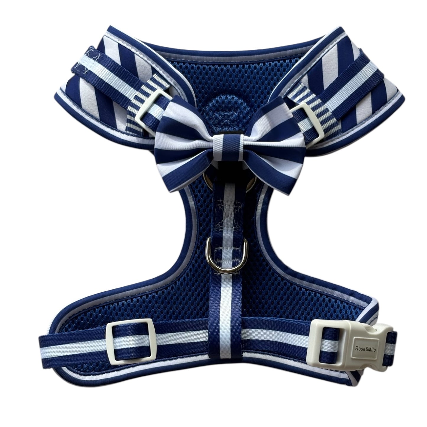 Blue Stripe Dog Sailor Bow