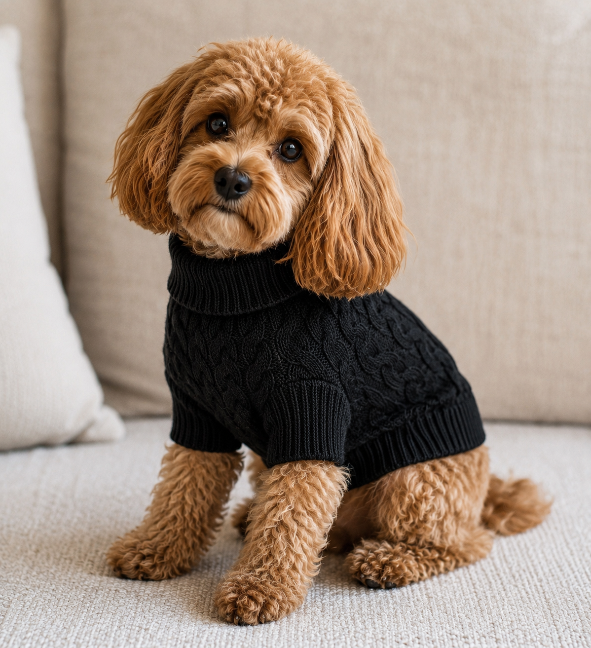 Everyday Cable Knit Dog Jumper Black