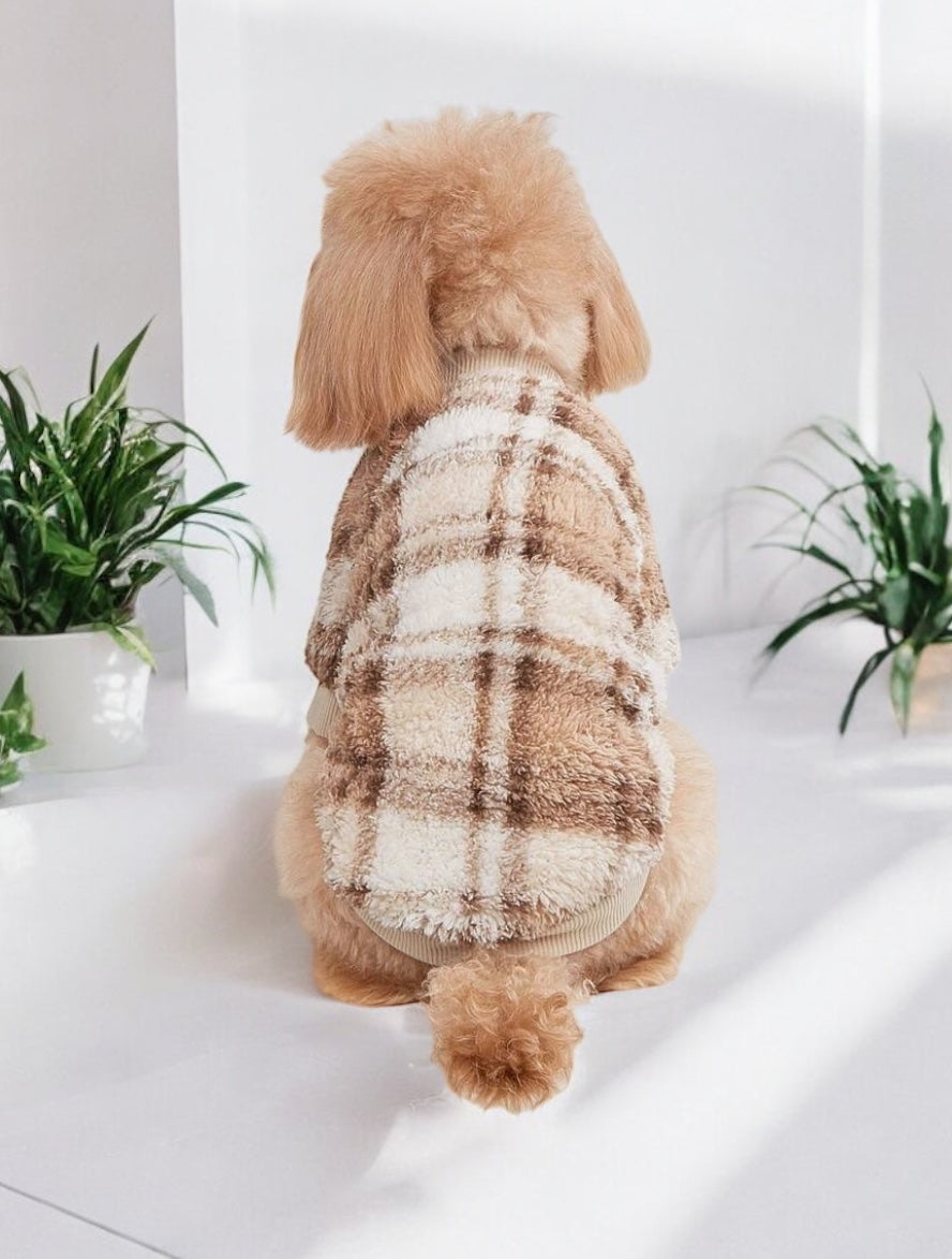 Brown Checked Dog Jumper