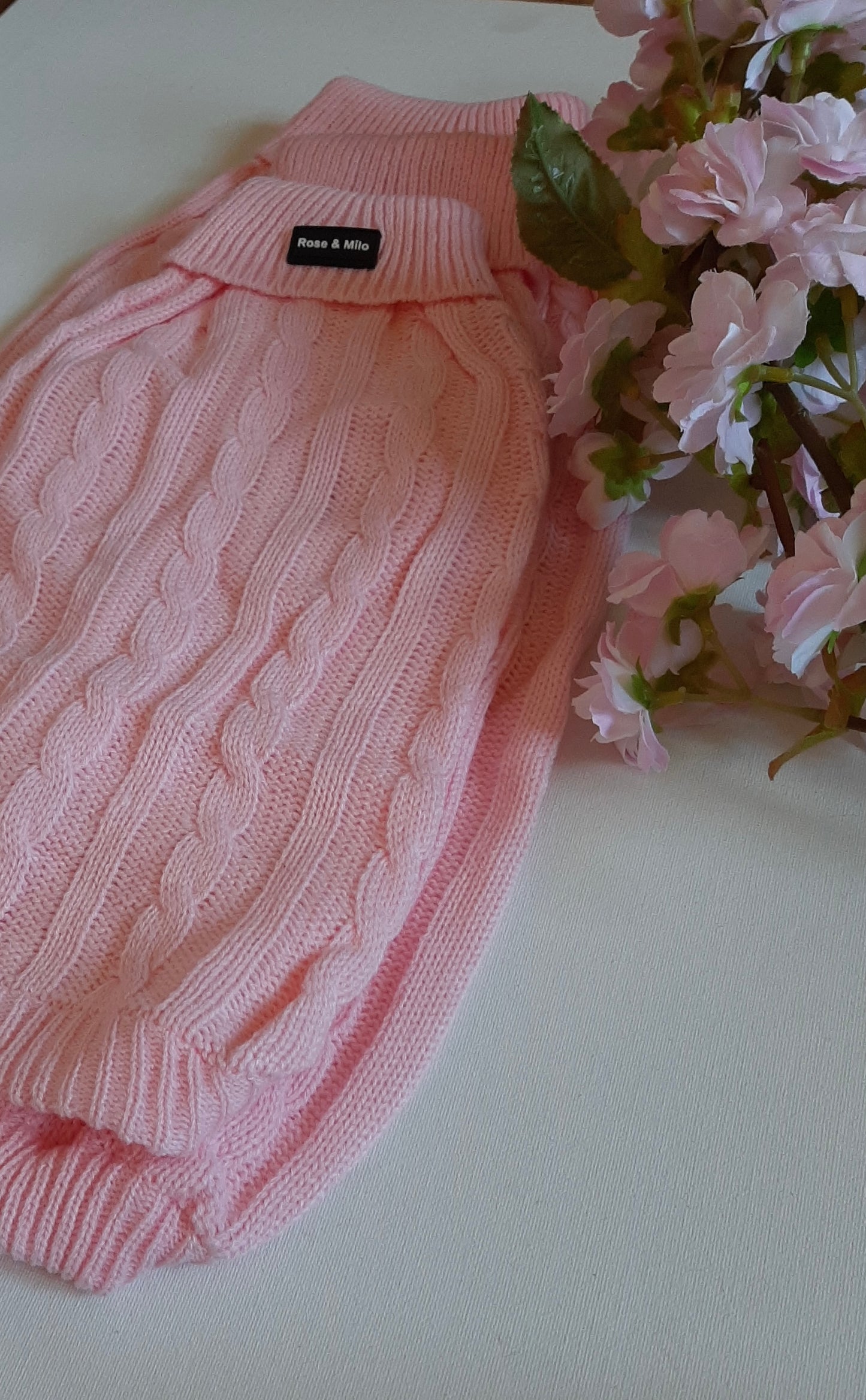 Fine Knit Cable Jumper Baby Pink